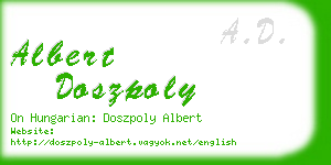 albert doszpoly business card